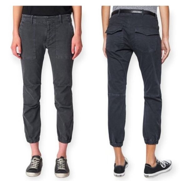 Nili Lotan Cropped Military Pants, Dark Gray, Distressed - Picture 1 of 16